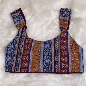 Scoop Neck Printed Bikini Top